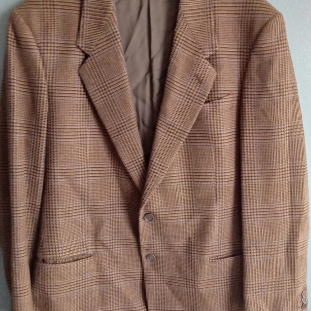 Mens Brown‎ Plaid Blazer Jacket Made in Italy